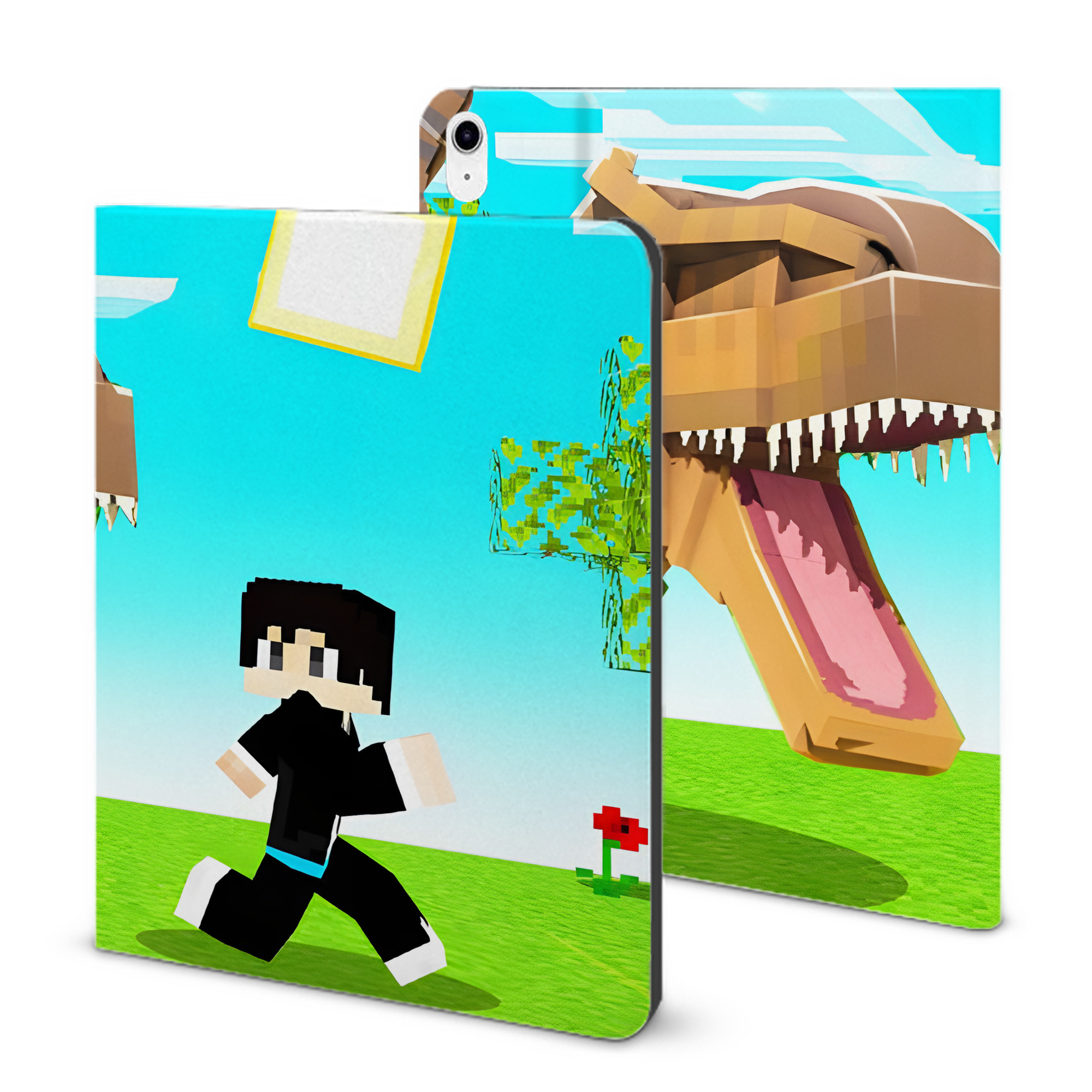 （画像用） マインクラフト ブロックの世界 Minecraft MC Block world IPad ケース ブック型 PUレザー TPU 耐衝撃 軽量 薄型 ペン収納なし 全面保護 IPad 各モデル対応